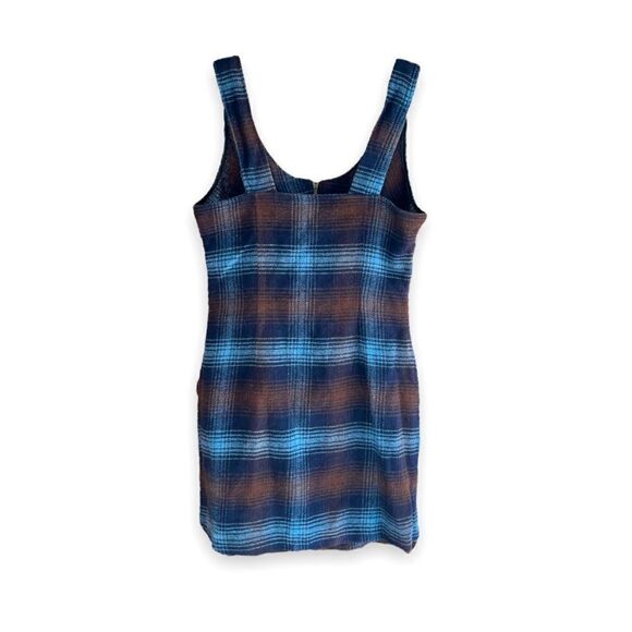 Blue Plaid Zip Up Mini Dress (4) - Picture 2 of 2